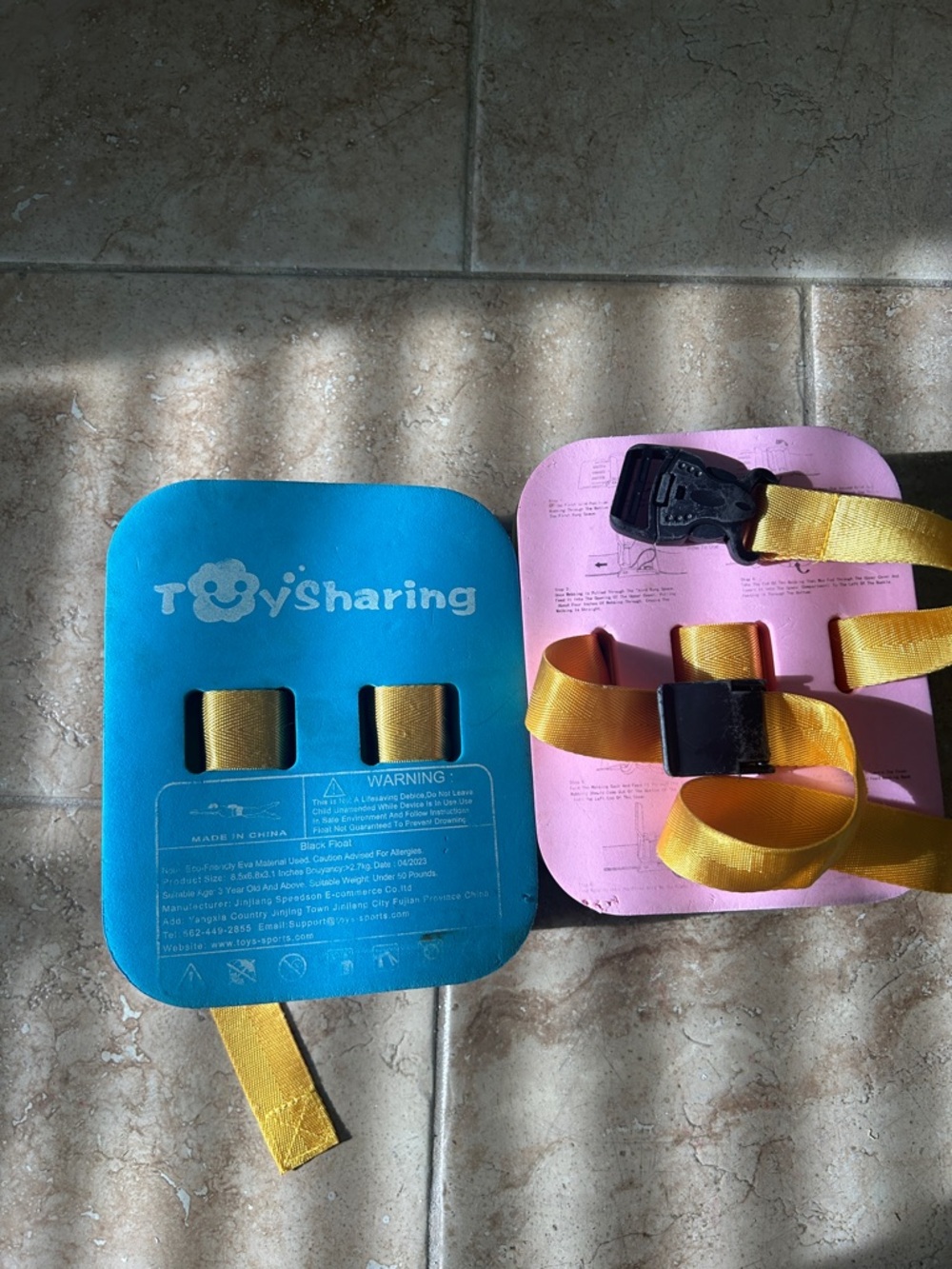 ToySharing Kids Swim Float Vest Panels - Blue & Pink with Yellow Straps